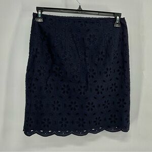 NWT Talbots Navy Eyelet Scalloped Fully Lined zip Pencil Skirt 4